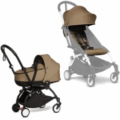 BABYZEN Kinderwagen YOYO2 0+ Black Mit Liegewanne Inkl. Textilset Toffee