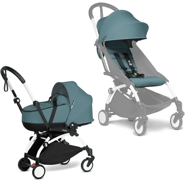 BABYZEN Kinderwagen YOYO2 0+ White Mit Liegewanne Inkl. Textilset Aqua 1 BABYZEN Kinderwagen YOYO2 0+ White Mit Liegewanne Inkl. Textilset Aqua