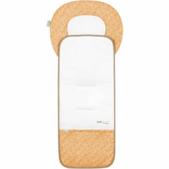 Odenwälder Kinderwagen-Auflage Babycool White Leaves Mustard