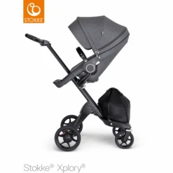 STOKKE® Kinderwagen Xplory® V6 Black/Black Mit Sportwagenaufsatz Black Melange